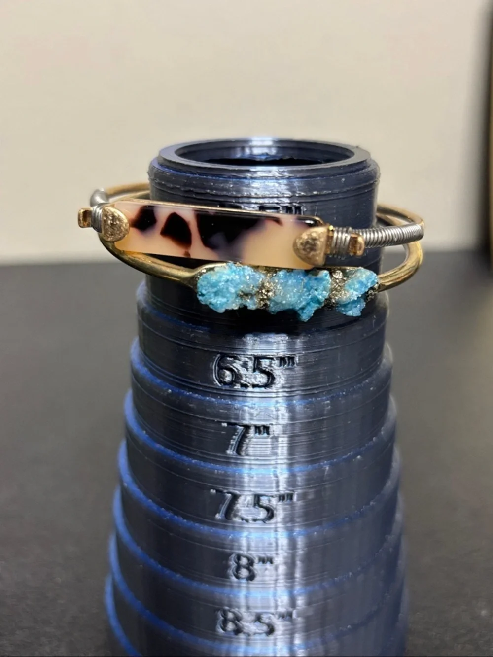 Bundle of Blue Gold Druzy Animal Print Cuff Bangle Bracelet